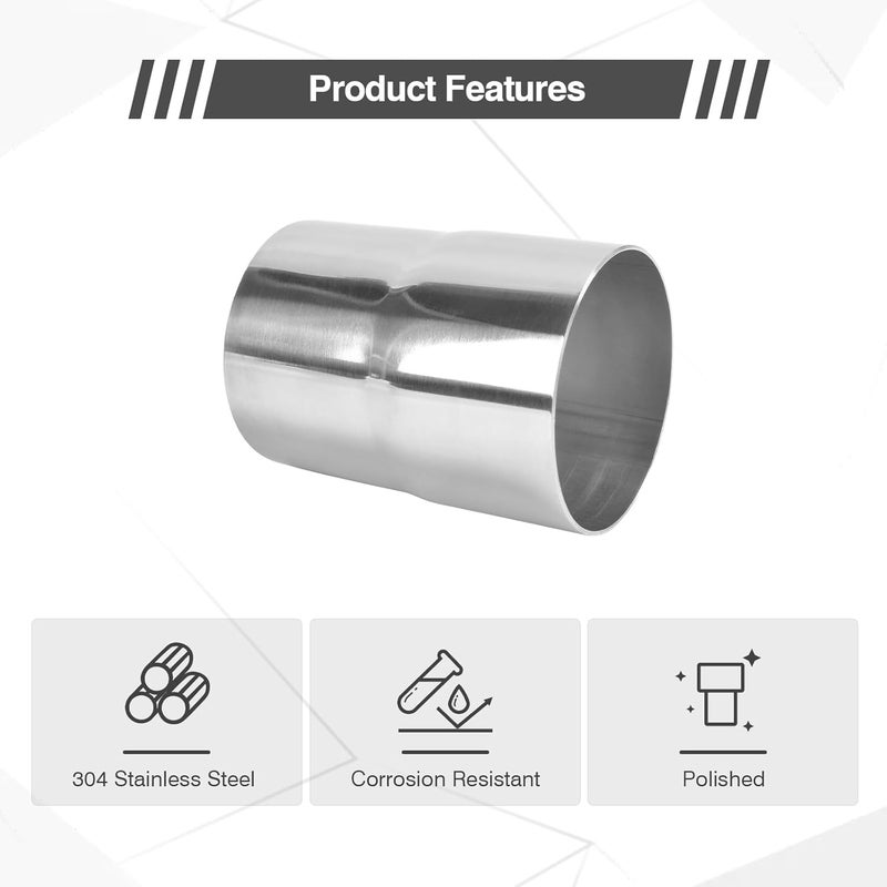 GESEXI Exhaust Adapter Connector 2.75"ID to 3"OD，Exhaust Adapter Total Length 4 "Stainless Steel Polished. - Image 3